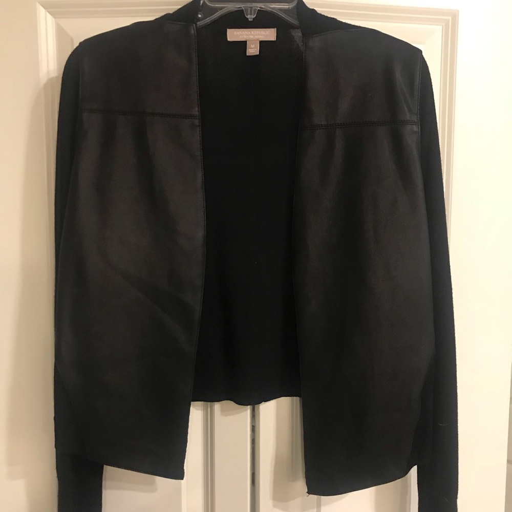 Banana Republic faux leather cardigan